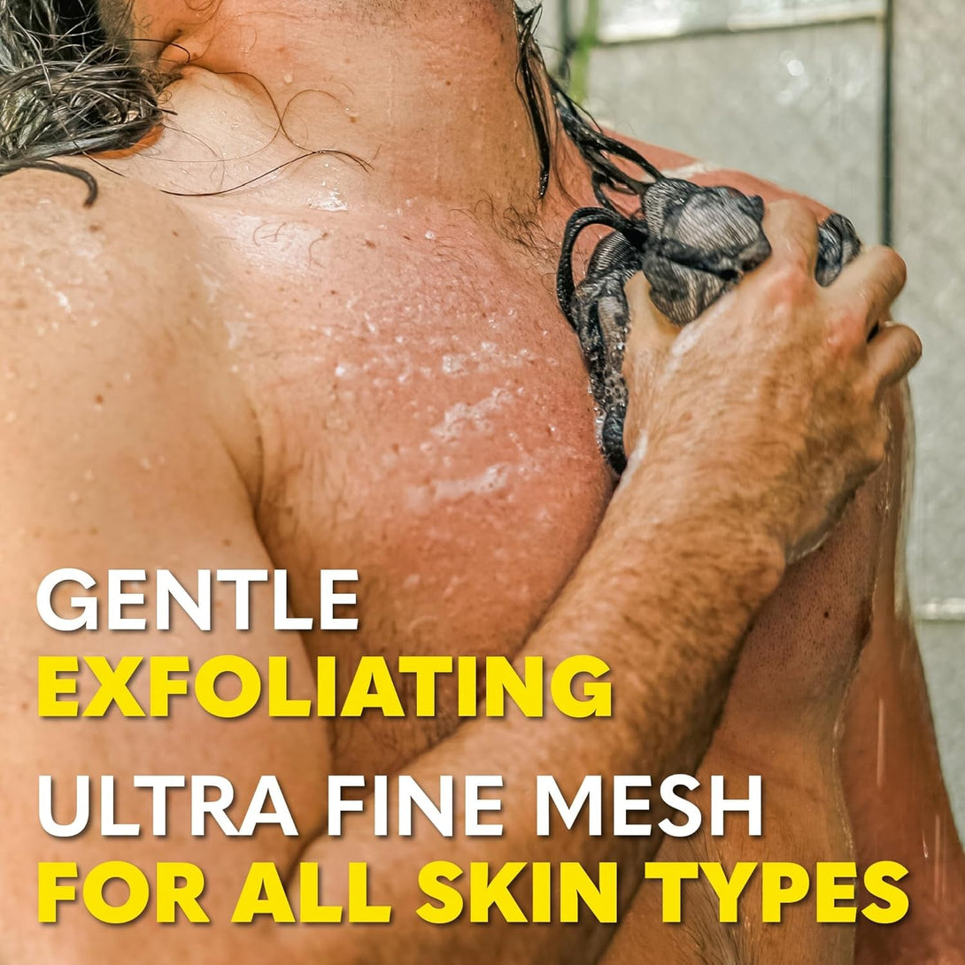 Beard Club Premium Exfoliating Loofah Sponge for Men - Soft Shower Body Scrubber for Men & Women, Large Bath Loofah for Luxurious Skin Care, Durable Shower Pouf & Bathing Accessories in Stylish Design