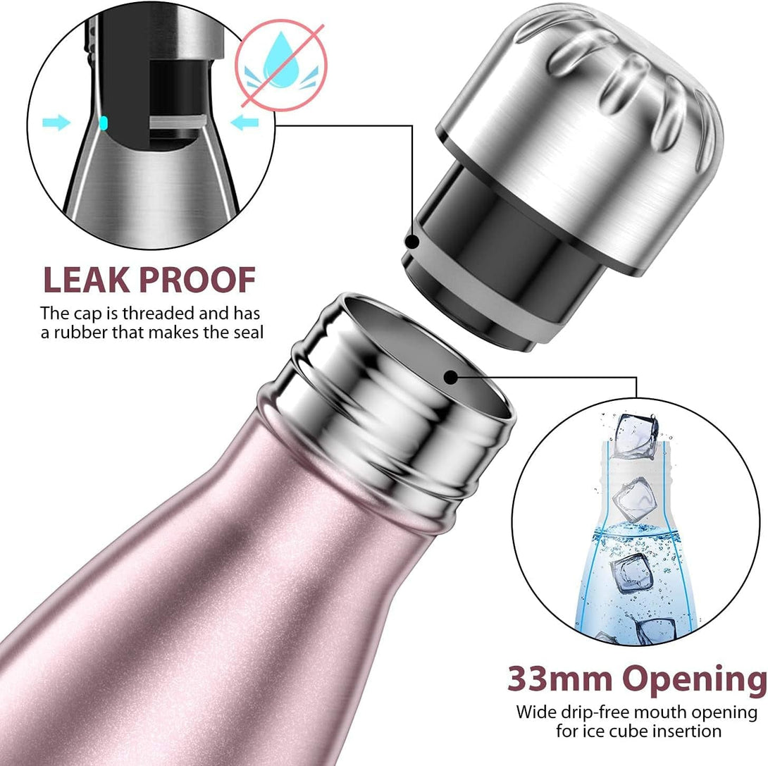 THE CEO 17Oz Business Stainless Steel Water Bottle with Three-Layer Insulation - Leak-Proof Reusable Bottles for Travel & Gym - Stay Hydrated with a Insulated Bottle for Outdoor Adventures - Rose Gold