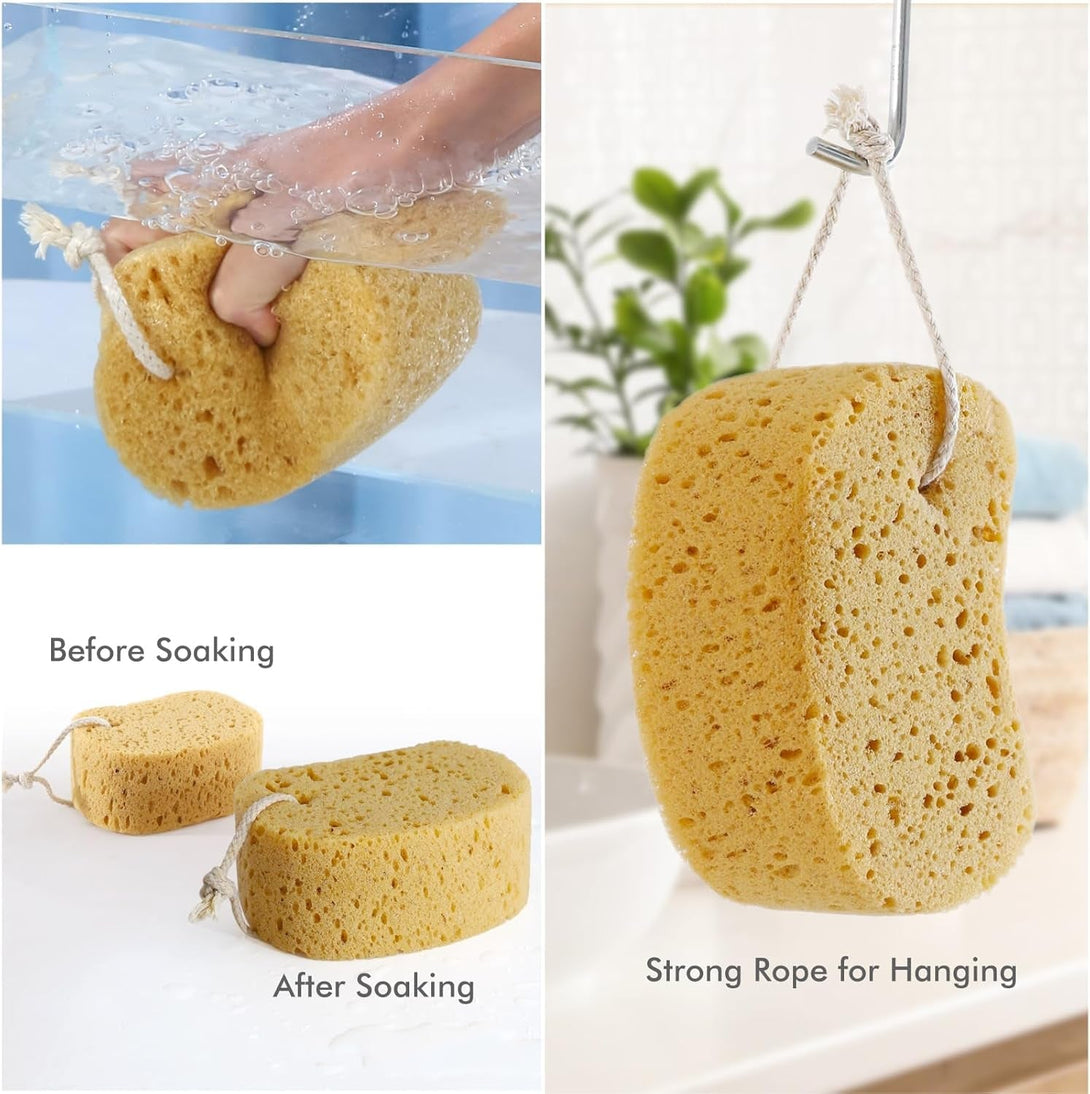 Bath Sponges for Shower Women Men, 2Pcs Exfoliating Sponge for Body Wash Scrub Bath Puff Dense Foam for Gentle & Deep Cleansing, Ultra-Soft for Sensitive Dry Skin
