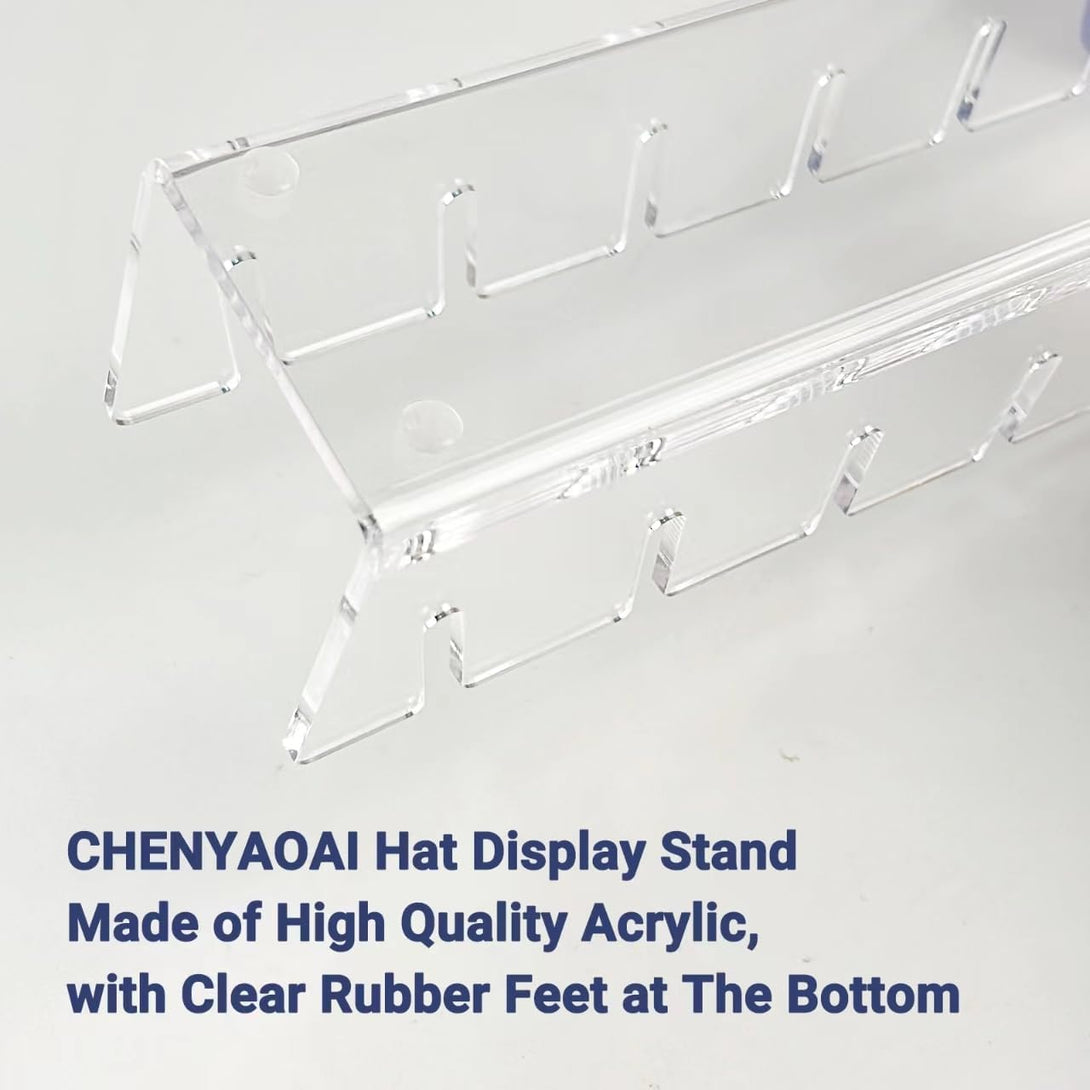 2 Pack Hat Stand for Baseball Caps Display and Organizer, No Install Acrylic Hat Holder for 14 Baseball Caps for Bedroom, Closet, Dresser 2024 New (Clear)