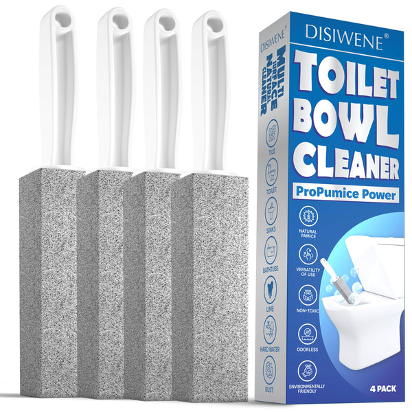 DISIWENE Pumice Cleaning Stone with Handle Toilet Bowl Cleaner Hard Water Ring Remover for Bath/Pool/Kitchen/Household Cleaning (4, 4 Pack with