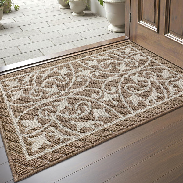 DEXI Front Door Mat 24X36, Washable Entryway Mat with Non Slip Backing, Low Profile Absorbent Moisture Dirt Trapper Entrance Floor Mats for Entry
