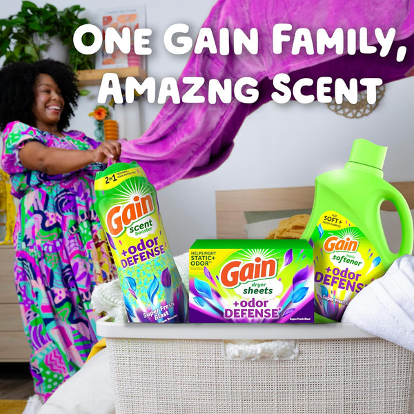 Gain + Odor Defense Liquid Fabric Softener, Super Fresh Blast Scent, 140 Oz 190 Loads, HE Compatible