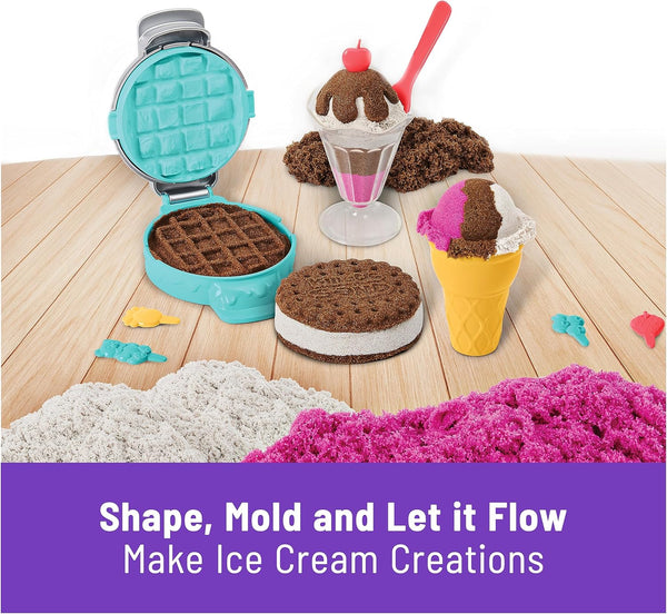 Kinetic Sand Scents Ice Cream Treats, Moldable Sand Sensory Toys, Ages 3+ | Swirl Strawberry, Chocolate & Vanilla Scented Play Sand Ice Cream