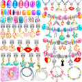 AMAZING TIME 130 Pcs Charm Bracelet Making Kit, Jewelry Toy for Girl Age 8-12 Beads Craft Set for 5 6 7 8 9 10 11 12 Year Old Teenage Birthday Gift