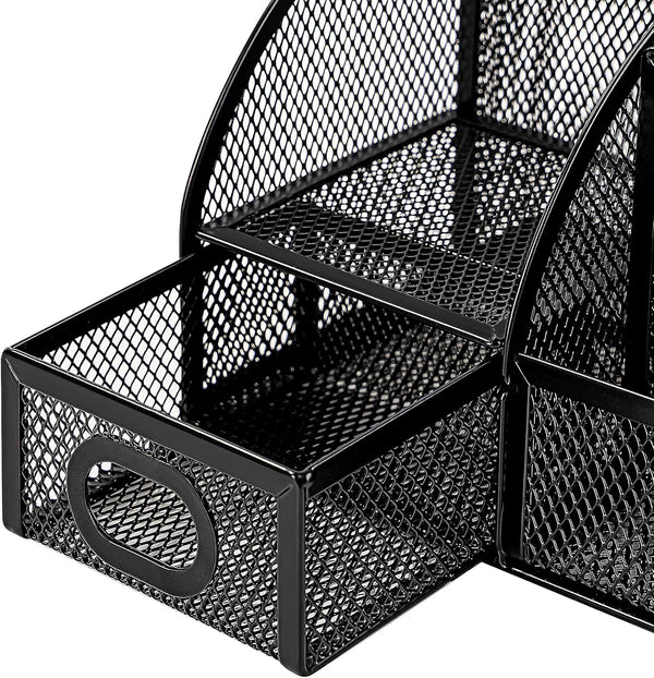 Amazon Basics Mesh Pen Holder and Organizer, Black, Ã¢ÂÂ9.1" X 5.9" X 5.5