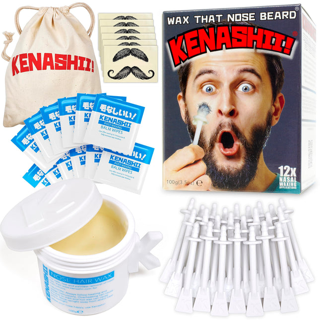 KENASHII Nose Wax Kit | 100 G Wax, 24 Applicators | Hair Removal Kit for Men and