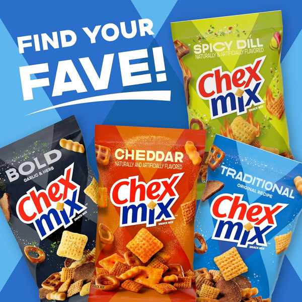 Chex Mix Traditional Original Recipe Snack Mix, Savory Snack Bag, Family Size, 13.5 oz Traditional 13.5 Ounce (Pack of 1)