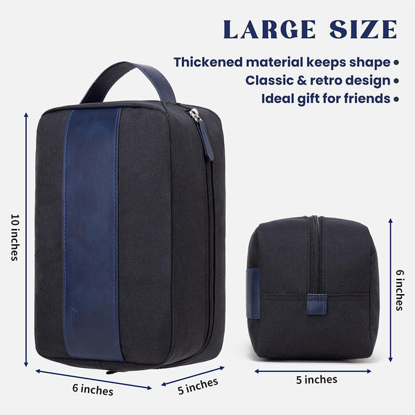 Vorspack Water Resistant Travel Toiletry Bag for Men - Black&Blue Black&Blue Medium