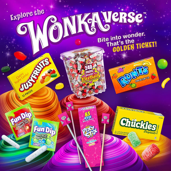Wonka Runts Hard, Chewy & Fruity Candy, 5 Ounce Theater Candy Boxes (Pack of 12) Runts Pack of 12