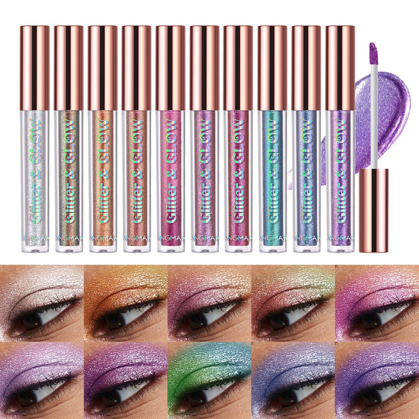 Bestland Liquid Glitter Eyeshadow Set, Multichrome Glitter Shimmer Eye Looks Waterproof Long Lasting Quick-Drying Sparkling Eye Shadow Liquid