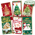 Christmas Money Cards with Kraft Envelopes - 24 Money Holder Christmas Cards with 24 Kraft Envelopes 24 Festive Holiday Stickers-6 Designs
