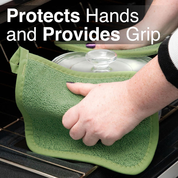 RITZ Terry Potholder & Hot Pad: Heat Resistant, Durable 100% Cotton Ã¢ÂÂ Ergonomically Designed for Optimal Grip, Easy-Care Machine Washable,