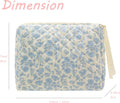 PAZIMIIK Cotton Makeup Bag for Women Large Quilted Travel Cosmetic Pouch Girls' Make up Organizer,Little Flower Blue