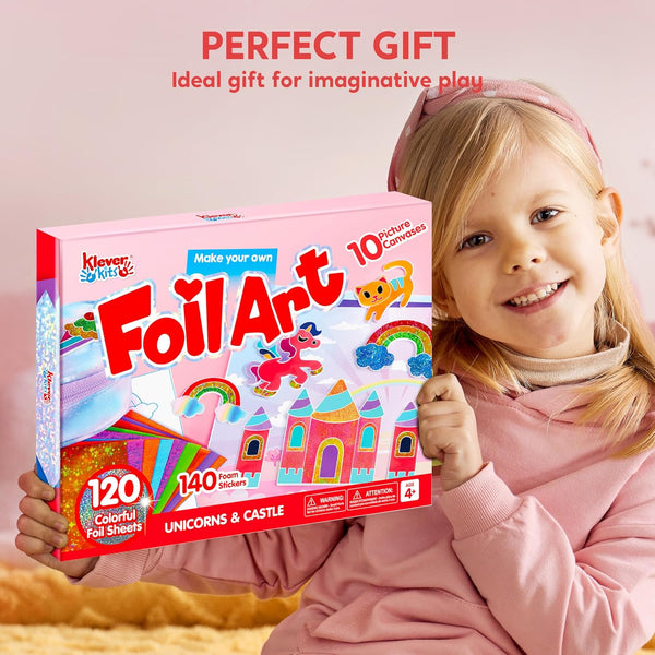 Klever Kits Unicorn Foil Art- Arts & Crafts for Kids 4 and Up, Mess Free