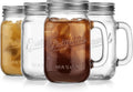 Glaver's Mason Jar 16 Oz. Glass Mugs with Handle and Lid Set Of 4 - Home Essentials & Beyond - Old Fashioned Drinking Glass Bottles Original Mason