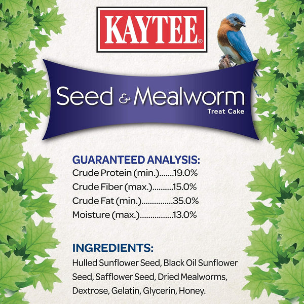 Kaytee Wild Bird Seed & Mealworm Seed Cake Food For Bluebirds, Chickadees, Woodpeckers and More, 1.4 Pound 1.4 Pound (Pack of 1)