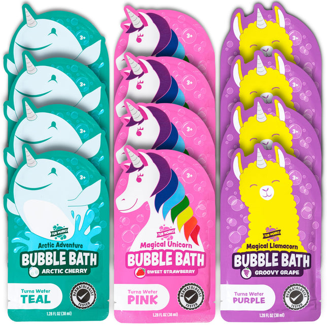 Tub Works® Magical Kids Bubble Bath, Variety 12 Pack | Creates Colorful Water & Tons of Foam Bath Bubbles | Nontoxic | C