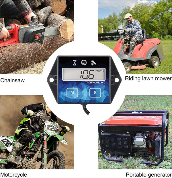 Runleader RL-HM011F Digital Hour Meter, Small Engine Tachometer