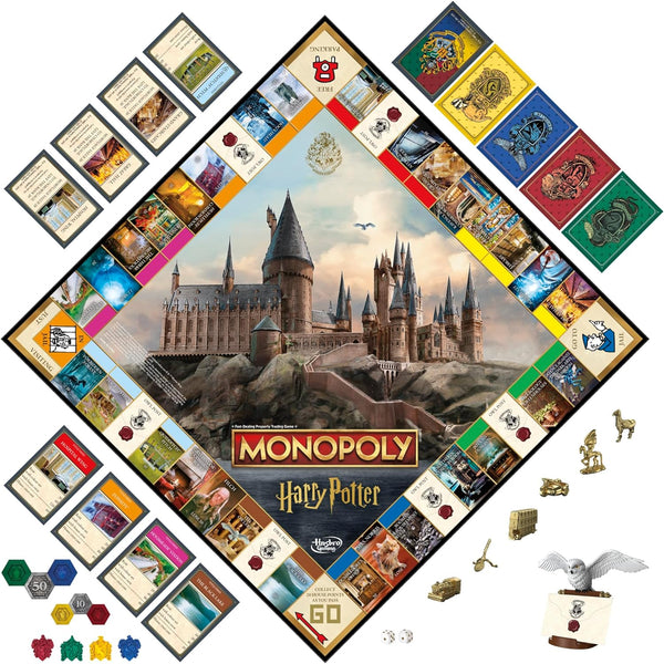Hasbro Gaming Monopoly Harry Potter Edition Board Game | A Magical Adventure at Hogwarts | Ages 8 and Up | 2 to 6 Players | Family Games | Gifts