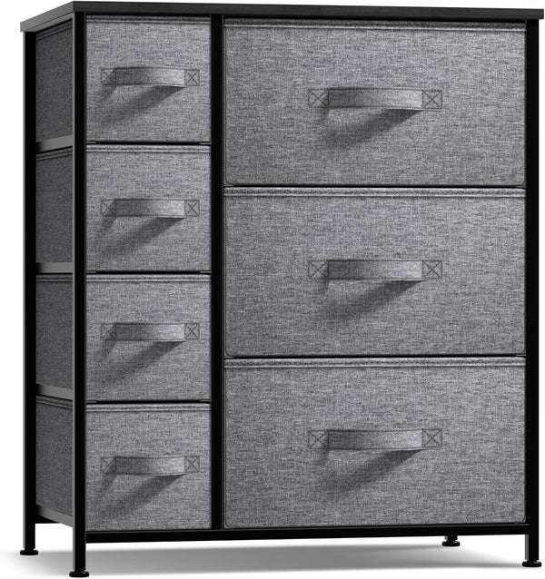 Sorbus Dresser with 7 Drawers - Chest Organizer Tower Unit with Steel Frame, Wood Top, Easy Pull Fabric Bins - Storage Furniture for Bedroom,