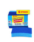 Non-Scratch Odor Resistant Scrub Sponge, Multi-Purpose Sponge for Kitchen and Household, Safe for Non-Stick Cookware (6 Sponges)