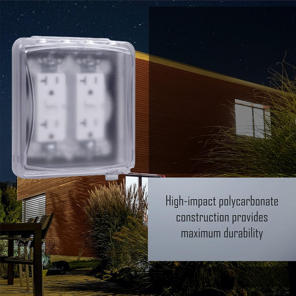 TayMac MM1410C 55-in-1 Configurations 2-Gang, Vertical Weatherproof Plastic Flat Cover, Clear 2 Gang (Pack of 1)