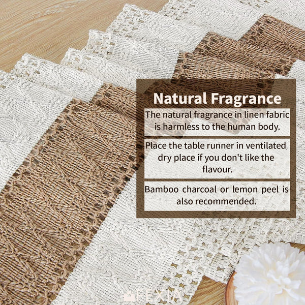 FEXIA Boho Table Runner for Home Decor with Tassels 72 Inches Farmhouse Long Pottery Barn Furniture Rustic Macrame Burlap Table Decoration for