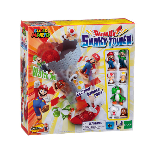 Epoch Games Super Mario Blow Up! Shaky Tower Balancing Game - Tabletop Skill and