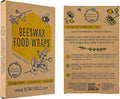 7 Pc Beeswax Wraps for Food Snacks, Sandwich, Bread - Reusable Eco Friendly Kitchen Storage and Zero Waste - 4 Wraps, 2 Beeswax Bars and Cotton