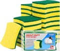 HOMERHYME Heavy Duty Scrub Sponge 24 Pack, Eco Cellulose Kitchen Dish Sponge Multipurpose Ergonomic for Washing Dishes, Uncoated Cookware &