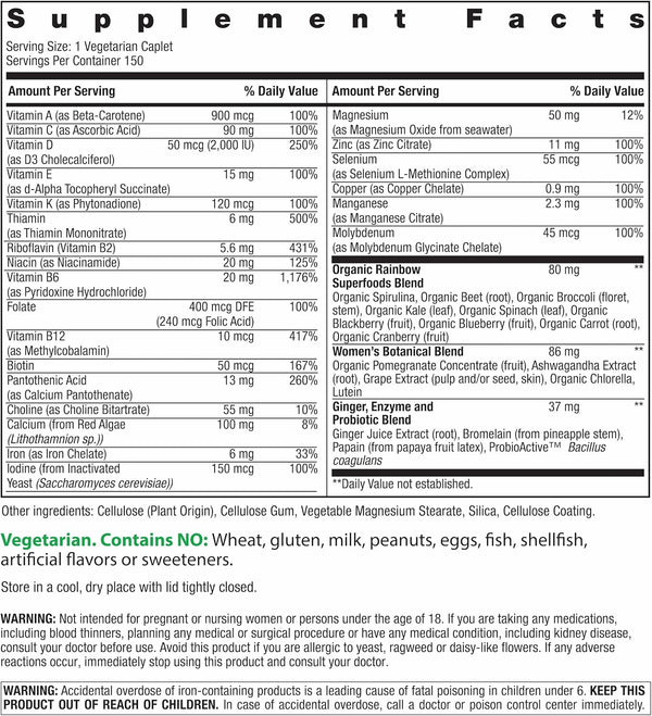 Rainbow Light Womens One High-Potency Daily Multivitamin, Womens Multivitamin Provides High-Potency Immune Support, with Vitamin C, Biotin and