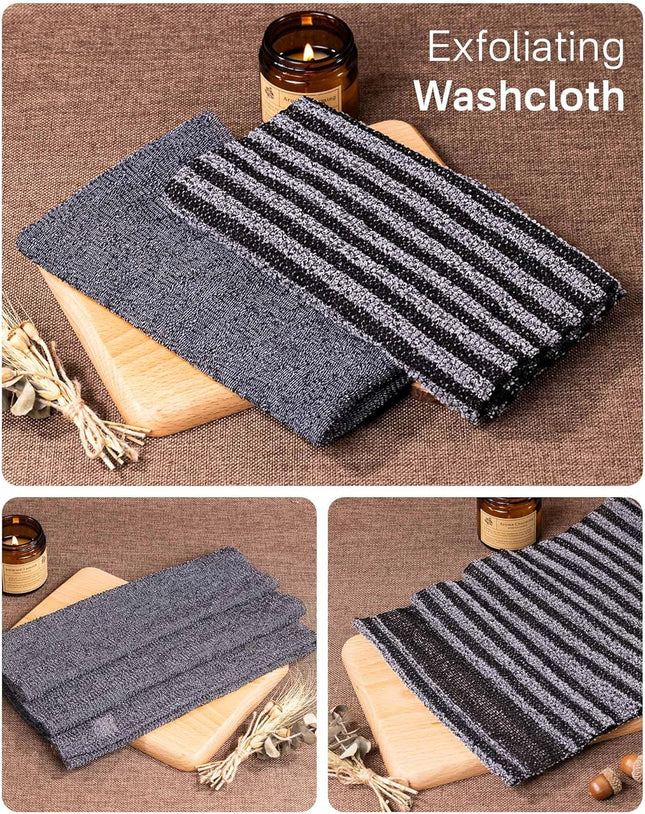 Yiclick 2PCS Exfoliating Washcloth Towel - Exfoliating Body Scrubber Exfoliator, Loofah Sponge Wash Cloth, Korean & Japa