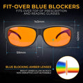 Fit-Over Amber Blue Light Blocking Sleep Glasses For Prescription Glasses | Fit Over 99.9% Blue Light Blocking, For Sleep, Nighttime Eyewear,