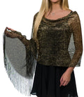 ShineGlitz Shawls and Wraps for Evening Dresses, Metallic Glitter Shawls for Women, Sparkling Wedding Giving Shawl Gift Black/Gold
