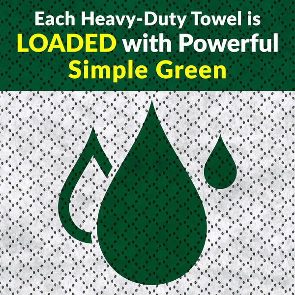 Simple Green Professional Grade Heavy-Duty Cleaning and Degreasing Towels, All-Purpose Cleaning Wipes, 75 Count (Pack of 2)