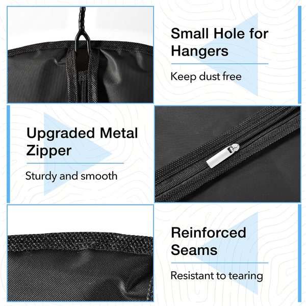 43" Suit Bags for Closet Storage and Travel, Garment Bags for Hanging Clothes, Suit Garment Bag for Men, Black Suit Cover Bags with Clear Window