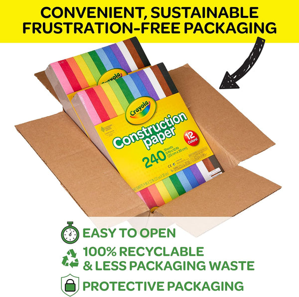Crayola Construction Paper Bulk Pack (480 Sheets) – 10 Assorted Colors, 9x12, Teacher School Supplies & Classroom Must Haves, Card Making Craft