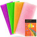 4 Pieces Exfoliating Washcloth Shower Towel African Net Sponge Japanese Wash Cloth Face Exfoliating Sponge Loofah Exfoliating Body Scrubber for