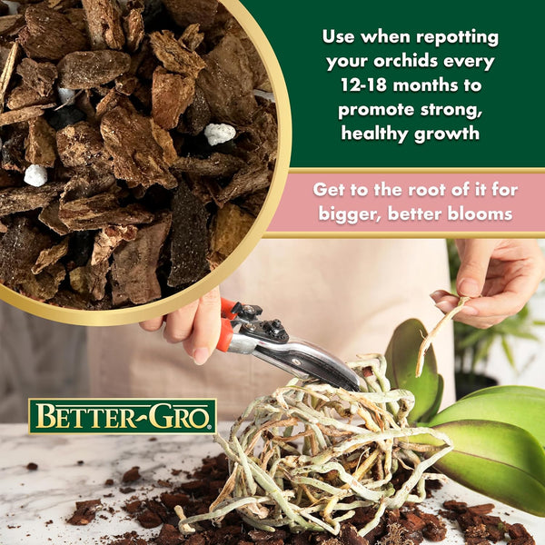 Better-Gro Special Orchid Mix - Premium Grade Orchid Bark Potting Mix for Potting, Repotting, Enhanced Drainage, Air Flow & Root Ventilation,