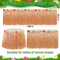 108x29.5In Hawaiian Grass Table Skirt for Summer Luau Party Decorations Straw Yellow 1 Pack
