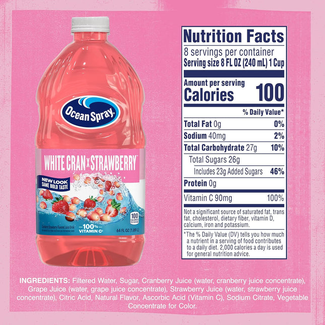Ocean SprayÃÂ® White Cran-Strawberry Juice Drink, 64 Fl Oz Bottle (Pack of 1)