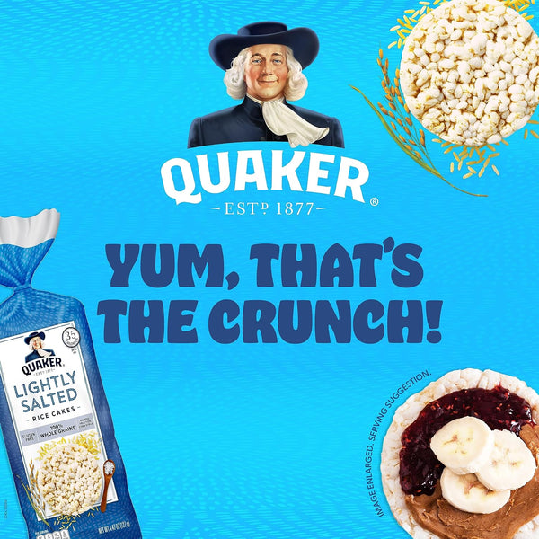 Quaker Large Rice Cakes, Lightly Salted, Gluten Free, 100% Whole Grains, 4.47 Oz, Pack of 6 Lightly Salted 4.47 Ounce (Pack of 6)