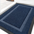 OLANLY Front Door Mat Outside 29.5x17, All-Season Heavy-Duty Rubber Doormat Blue Classic Border Rectangular 29.5" x 17"