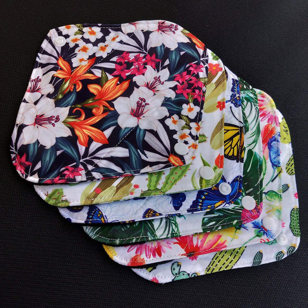 7pcs/Set Reusable Menstrual Pads Including 1pc Mini Wet Bag +6pcs Bamboo Charcoal Cloth Menstrual Incontinence Pads/Reusable Sanitary/Mama Panty