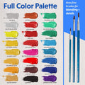 Crafts 4 All Acrylic Paint Set for Adults and Artists - 24 Pack of 12mL Paints with 3 Art Brushes, Non-Toxic Craft Paint for Easter Eggs, Ceramic