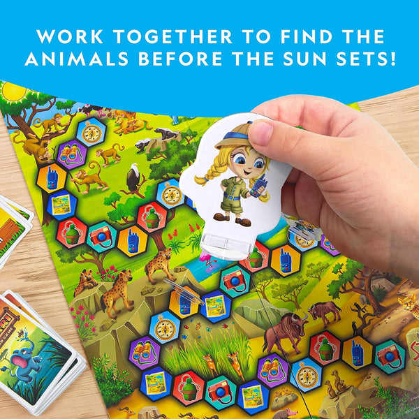 NATIONAL GEOGRAPHIC My First Safari Board Game for Kids 4-6 Animal Game for Adults, Cooperative Fun Perfect for Family Game Night, Board Games for