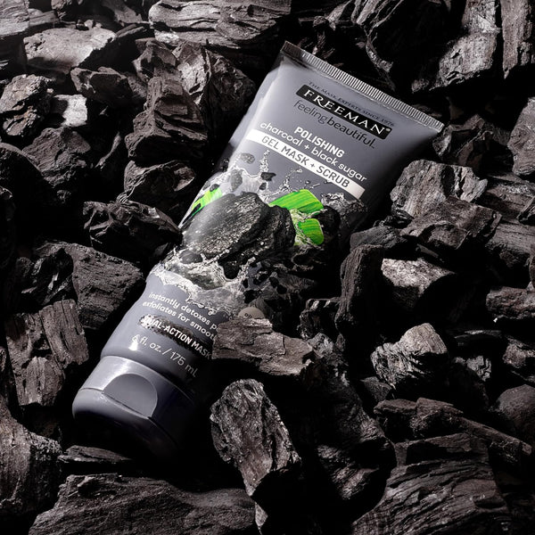 Freeman Polishing Charcoal & Black Sugar Facial Gel Mask+ Scrub, Purifies Skin, Not Over-Drying, Polishing Face Mask, Exfoliating, Removes Dead