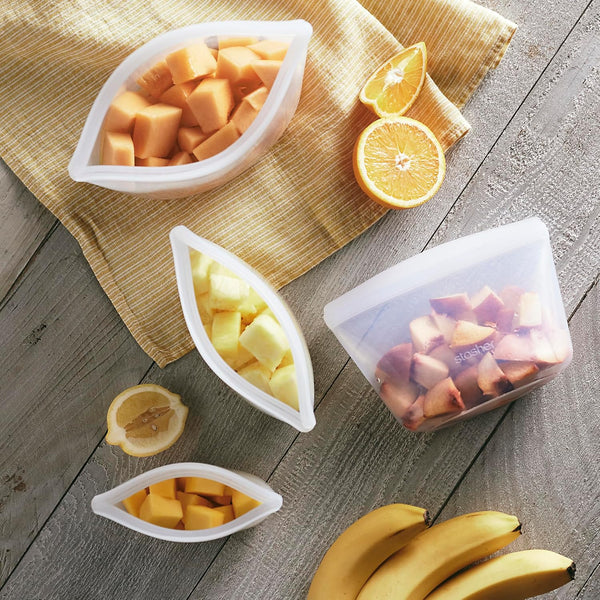 Stasher Premium Silicone Reusable Food Storage Bags, 2-Pack, Clear, Multi-Use Food Storage Bags, Lunch Bag, Travel Containers, BPA Free,