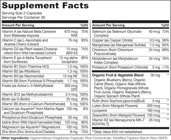 NATURELO Teen Multivitamin - Whole Food Multivitamin for Teenage Boys - Minerals Supplement for Active Kids - with Plant Extracts - Non-Gmo -